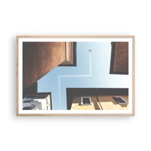 Poster in light oak frame - Above City Maze - 91x61 cm