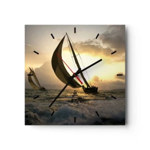 Wall clock - Clock on glass - With and against the Wind - 40x40 cm