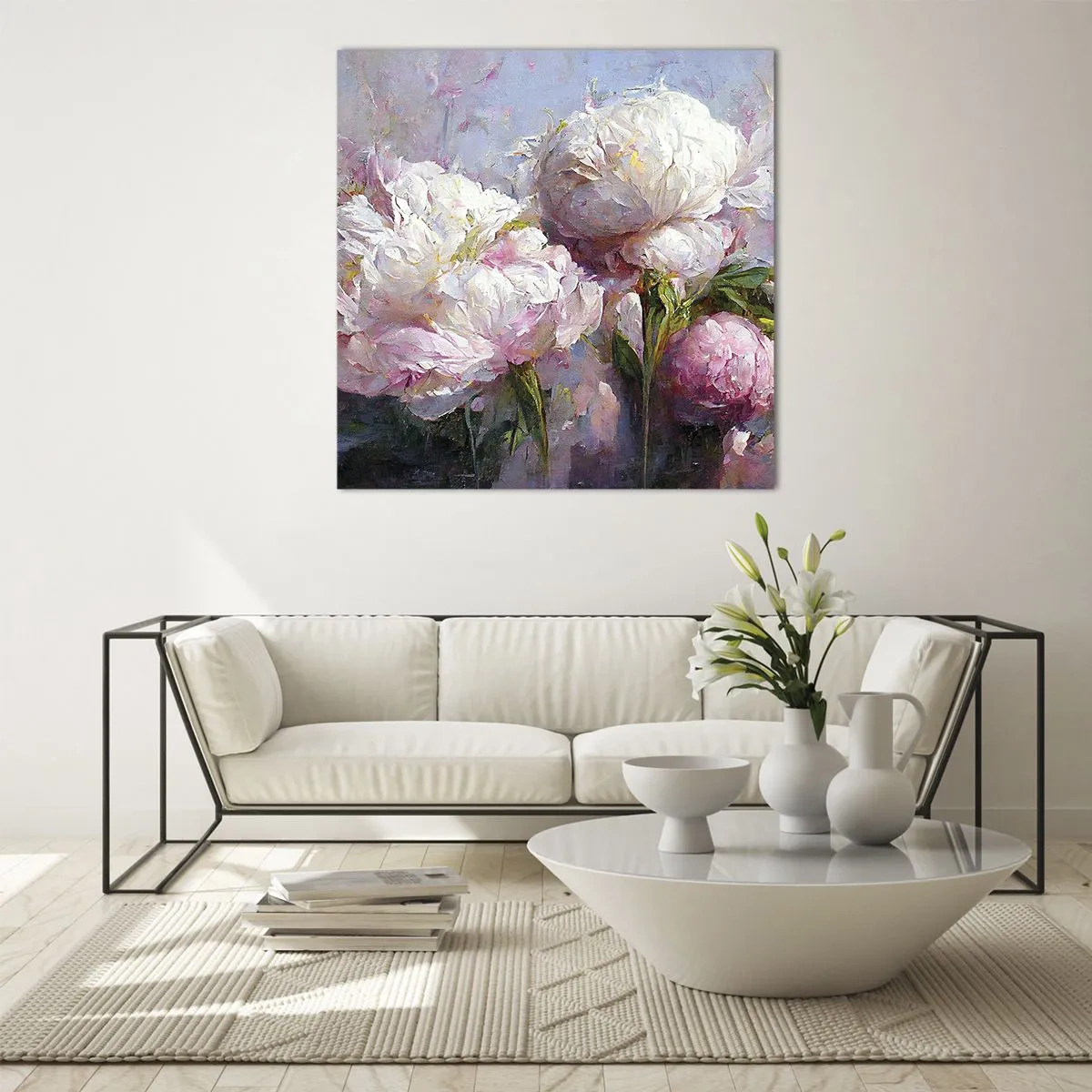 Glass picture - Bouquet Bubbling with Life - 50x50 cm