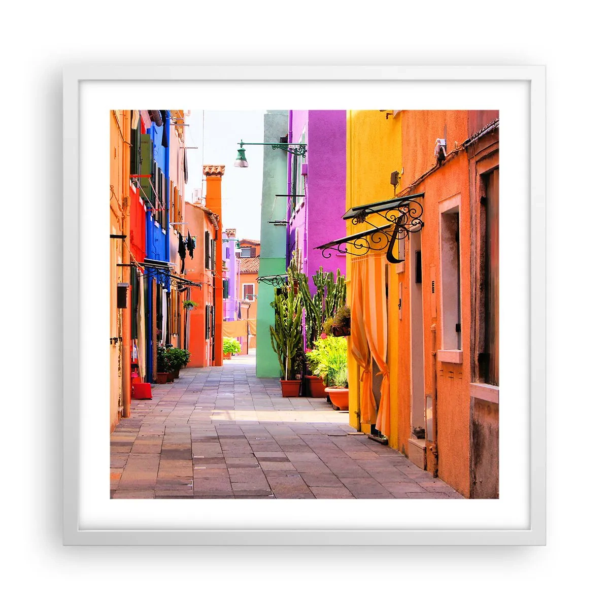 Poster in white frmae - Rainbow Alley - 50x50 cm