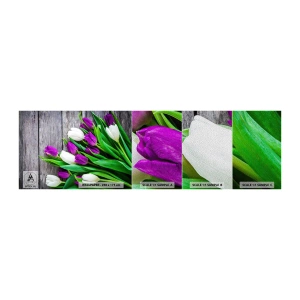 Photo Wallpaper Sample Premium Sand - On a Spring Holiday - Flowers, Tulips, Bouquet of flowers - 100x30 cm