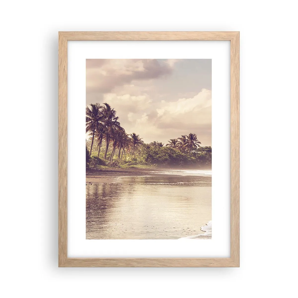 Poster in light oak frame - Caress of the Waves - 30x40 cm