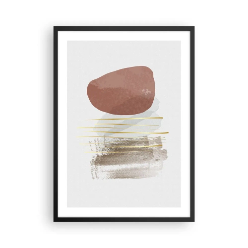 Poster in black frame - Minimalist abstraction with geometric shapes and golden lines - 50x70cm - Abstract Colonnade - Modern wall decoration for the living room and bedroom ARTTOR