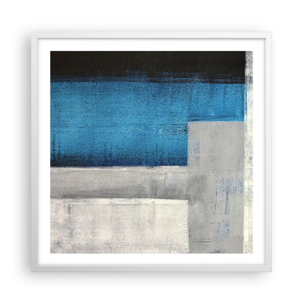 Poster in white frmae - Poetic Composition of Blue and Grey - 60x60 cm