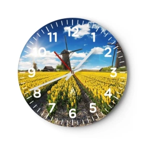 Wall clock - Clock on glass - It Can't Be More Dutch - 40x40 cm
