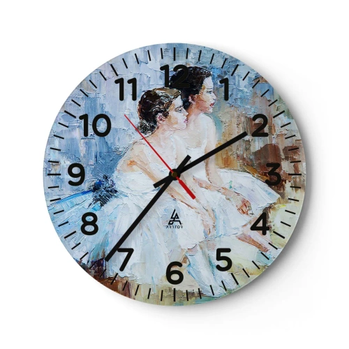 Wall clock - Clock on glass - Young Swans Resting - 30x30 cm