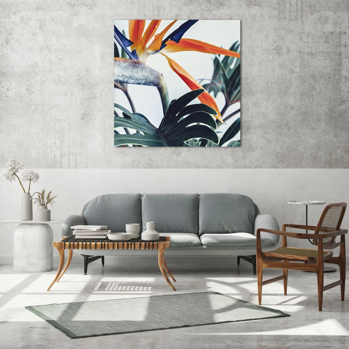 Glass picture - Birdy Bush - 60x60 cm