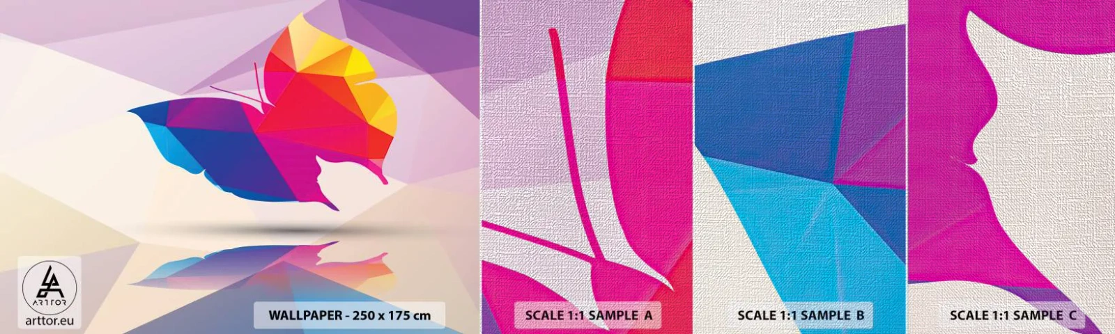 Photo Wallpaper Sample Premium Canvas - Butterfly Raainbow - Insects, Butterfly, Geometric Figure - 100x30 cm