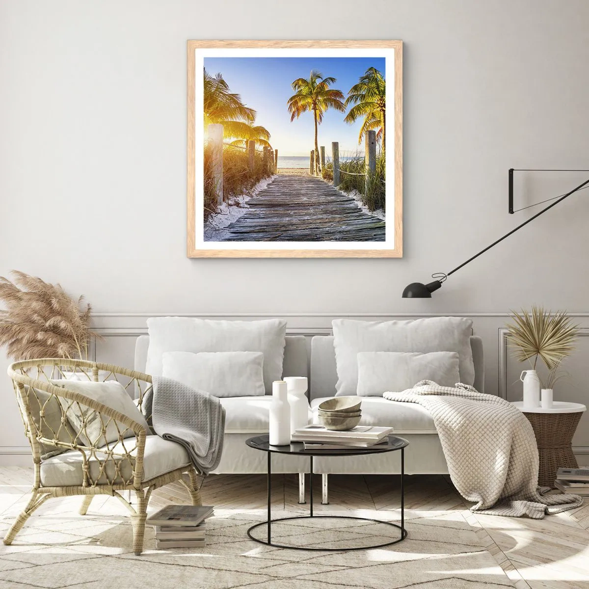 Poster in light oak frame - Straight to Paradise - 40x40 cm
