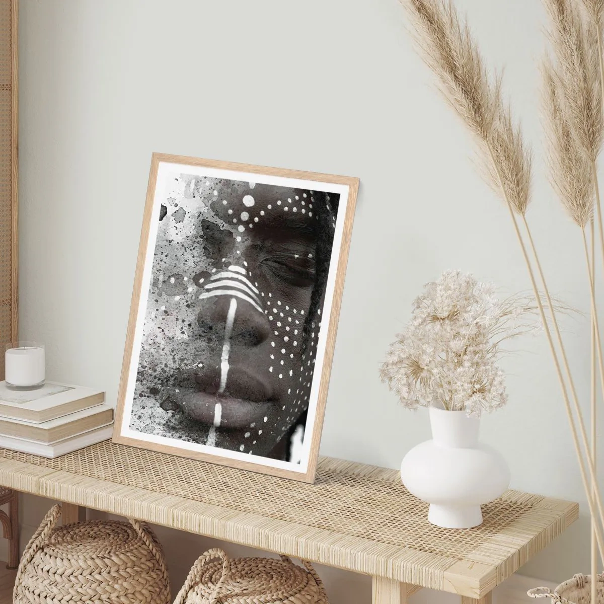 Poster in light oak frame - Dsicover Primordial Spirit - 40x50 cm