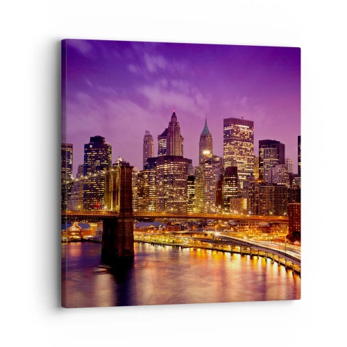 Canvas picture - Violet and Gold Manhattan - 30x30 cm