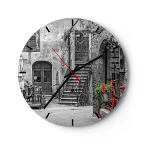 Wall clock - Clock on glass - Tuscan Alley - 40x40 cm