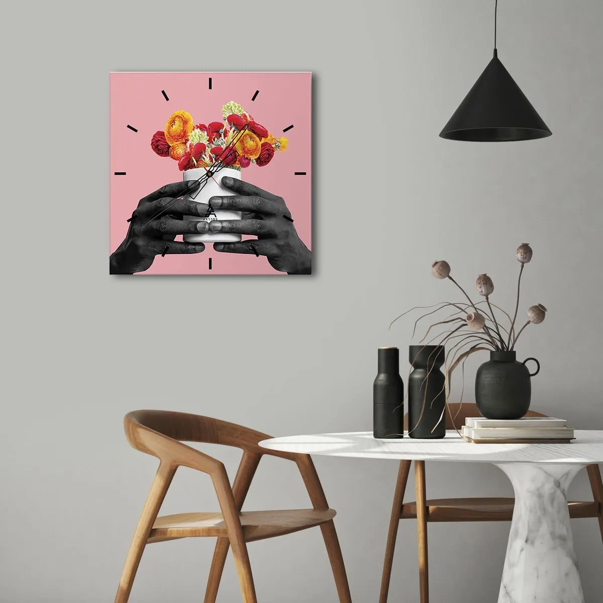 Wall clock - Clock on glass - Apotheosis of Life - 30x30 cm