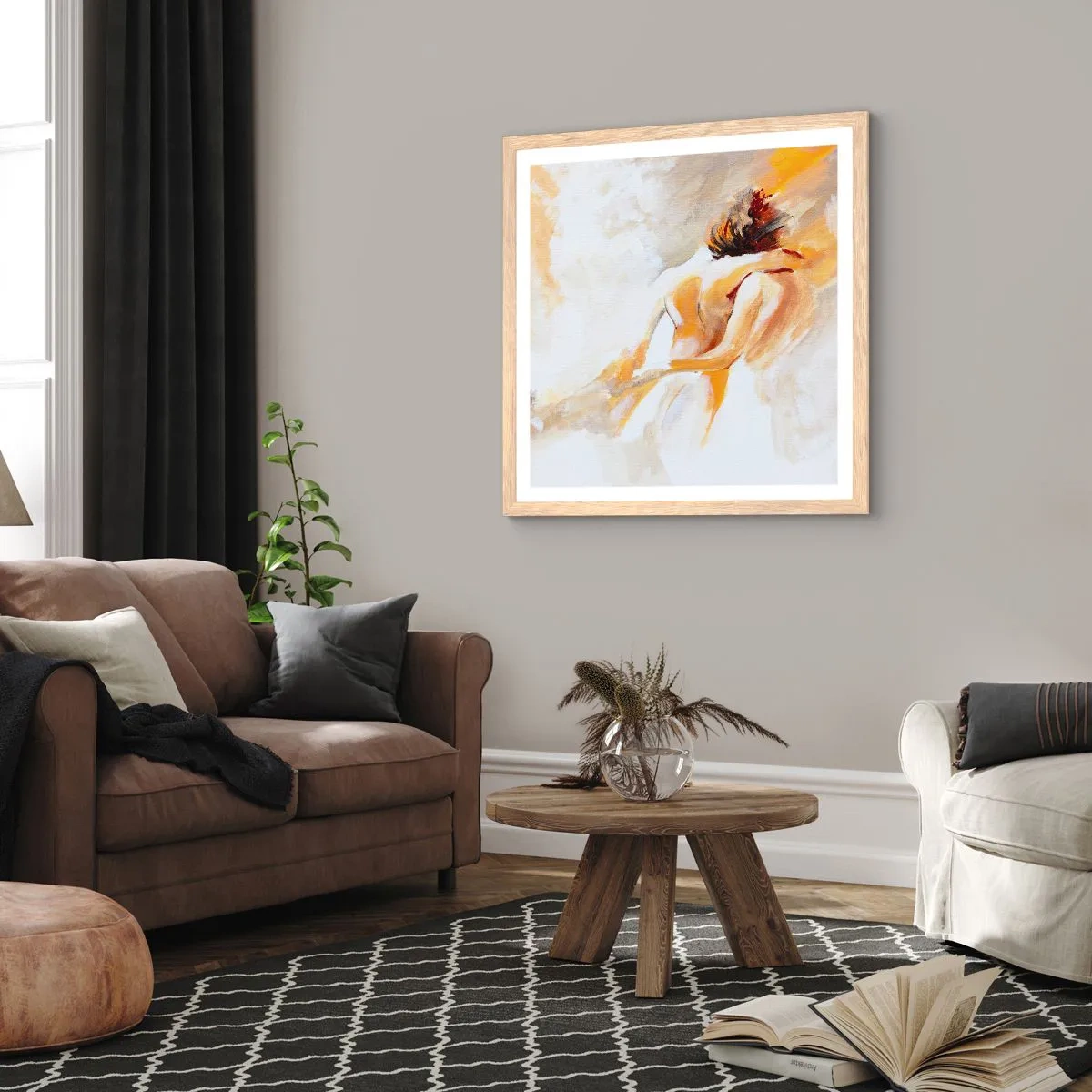 Poster in light oak frame - Heavenly Embrace - 40x40 cm