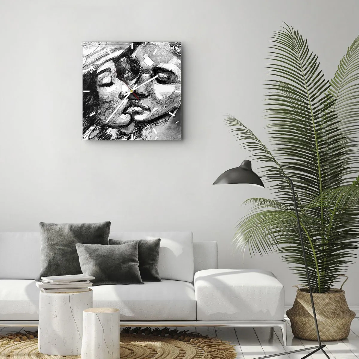 Wall clock - Clock on glass - Tender Moment - 40x40 cm