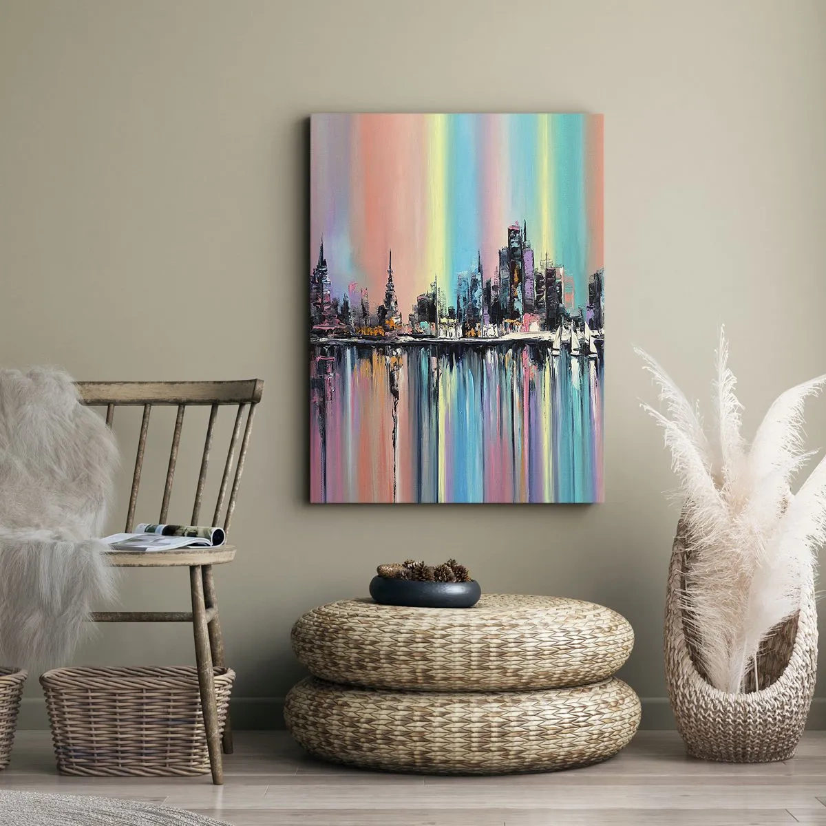 Canvas picture - Run down with Night Lights - 80x120 cm