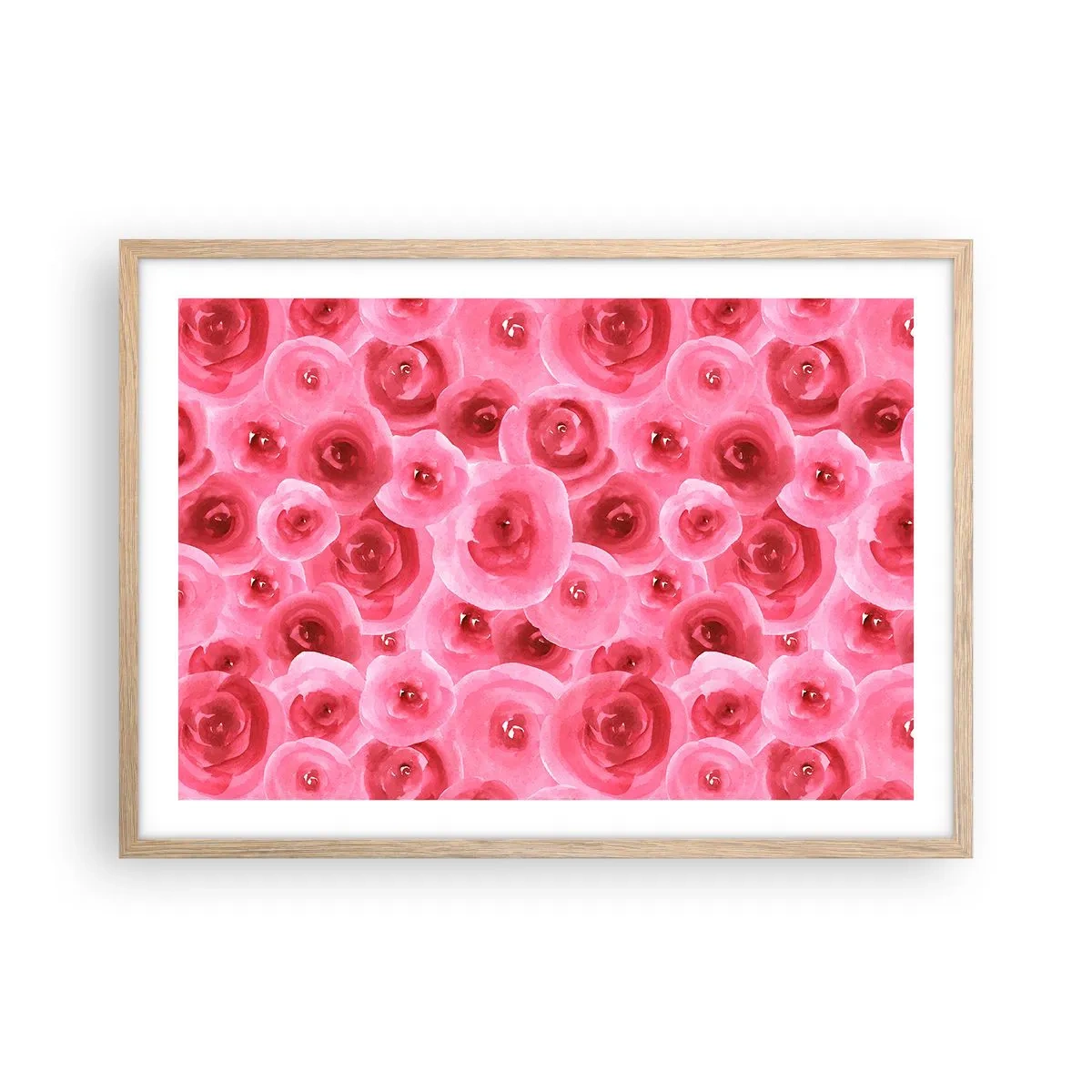 Poster in light oak frame - Roses at the Bottom and at the Top - 70x50 cm
