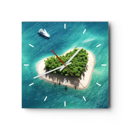 Wall clock - Clock on glass - I Love Summer - 30x30 cm