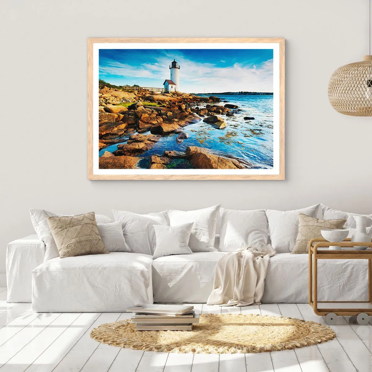 Poster in light oak frame - Be Home Safe, I Am Waiting - 50x40 cm