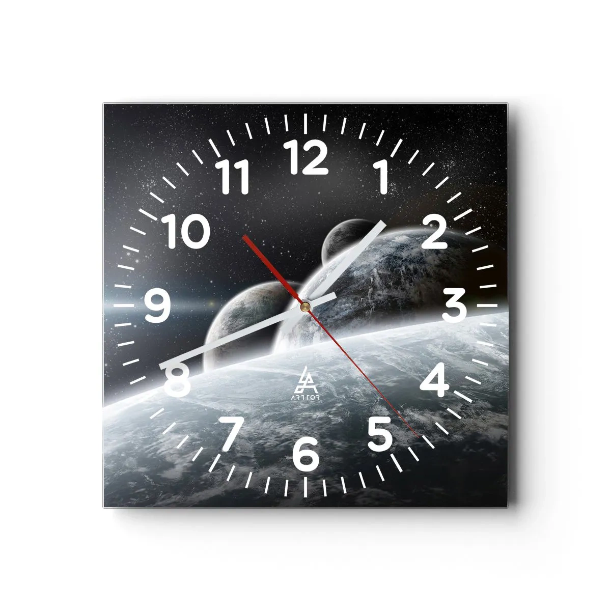 Wall clock - Clock on glass - Space Music of Spheres - 40x40 cm