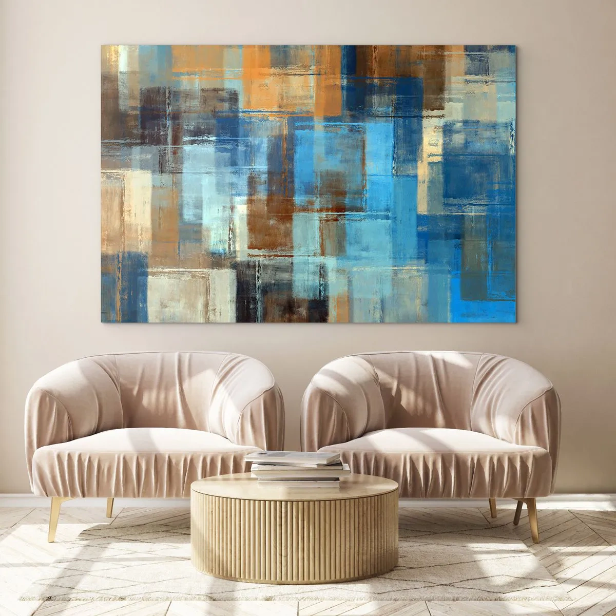 Glass picture - Through Blue Curtain - 100x70 cm