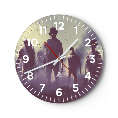 Wall clock - Clock on glass - Watch Out! They Are Coming - 30x30 cm