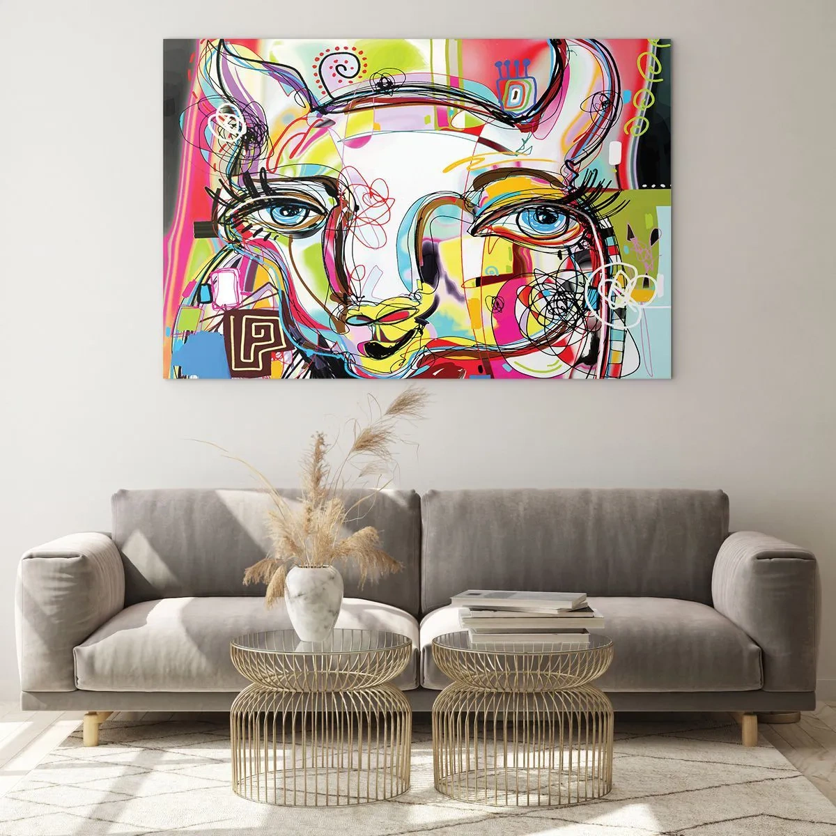 Glass picture - Pretty Mama Cat - 100x70 cm