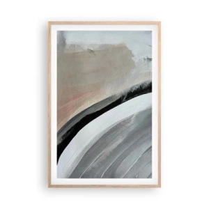 Poster in light oak frame - Composition: Arc of Black and Grey - 61x91 cm