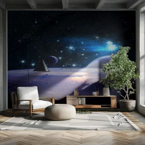 Photo Wallpaper Standard Eco - Space view with planets and stars - 100x70cm - Still Alone? - Modern wall decoration for the living room and bedroom ARTTOR
