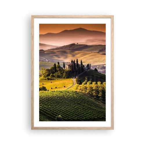 Poster in light oak frame - Arcadia - Tuscan Landscape - 50x70 cm