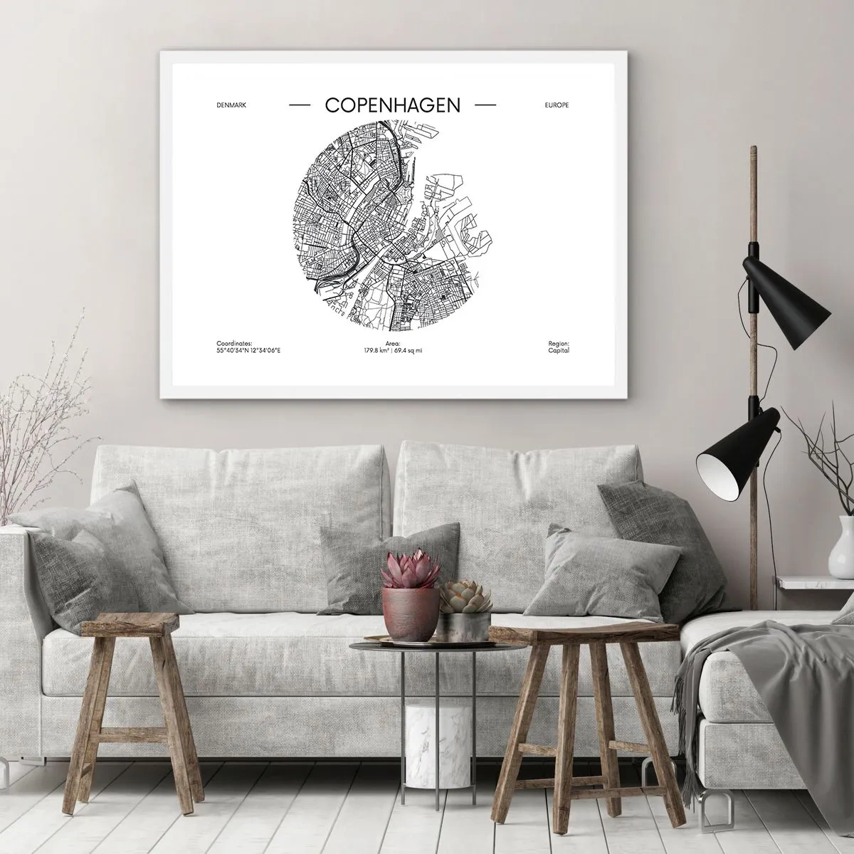 Poster in white frmae - Anatomy of Copenhagen - 50x40 cm