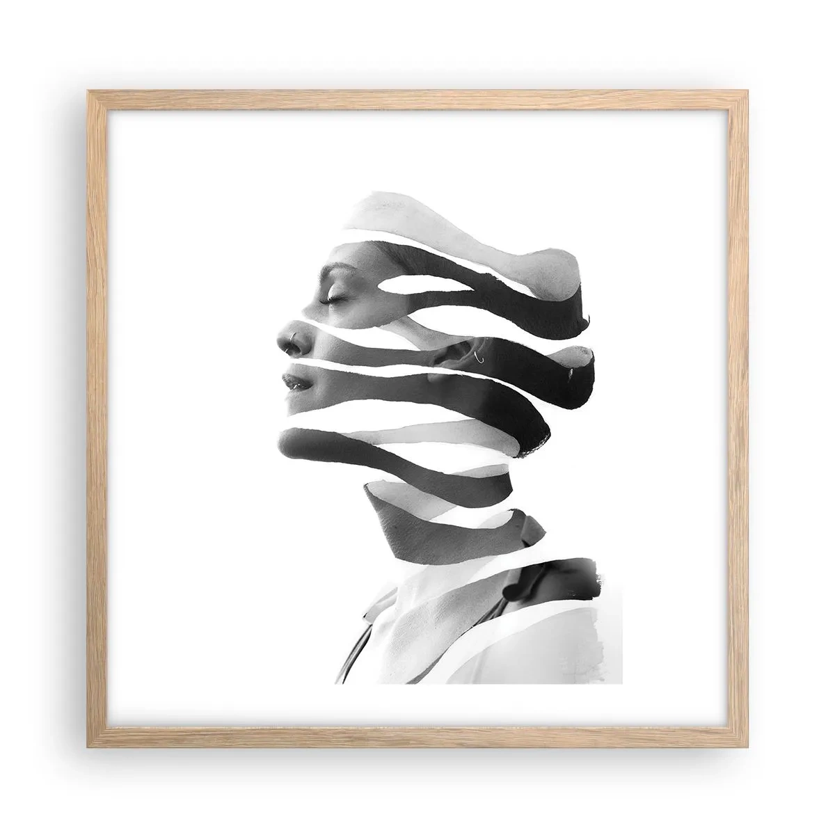 Poster in light oak frame - Surrealistic Portrait - 50x50 cm