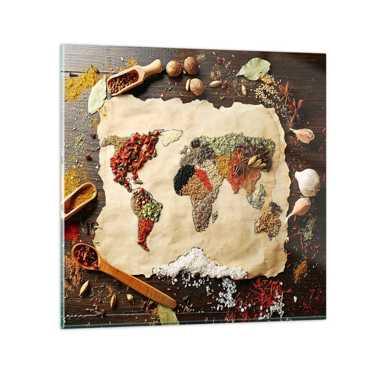 Glass picture - All Flavours of the World - 30x30 cm