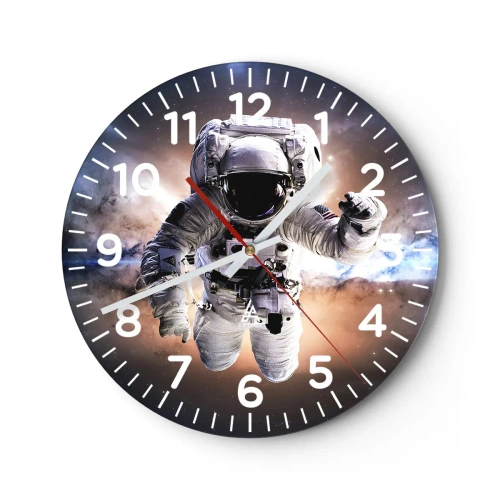 Wall clock - Clock on glass - Greetings from Space - 30x30 cm