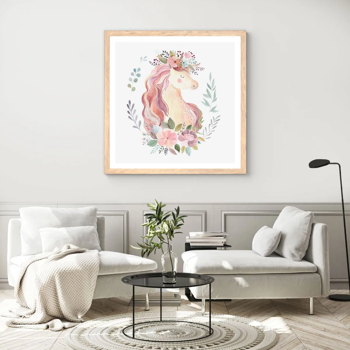 Poster in light oak frame - Invitation to the Fairytale World - 40x40 cm