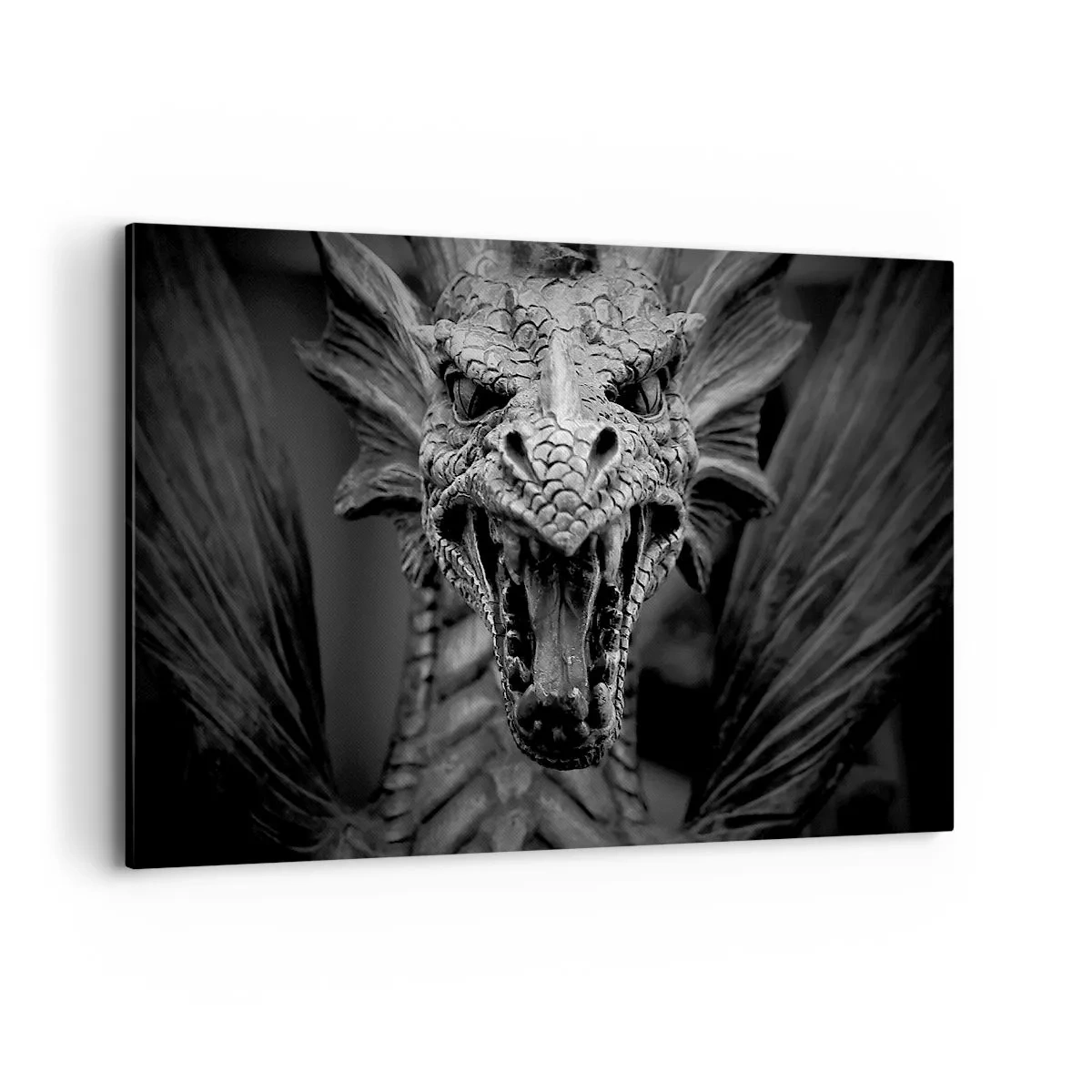 Canvas picture - Fairytale Dragon in Grey - 120x80 cm