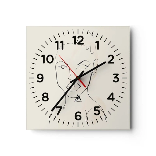 Wall clock - Clock on glass - Outline of Sensuality - 40x40 cm