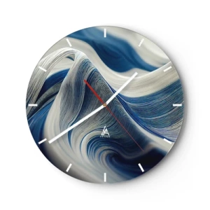 Wall clock - Clock on glass - Fluidity of Blue and White - 40x40 cm