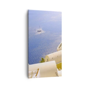 Canvas picture - Greek Landscape in White and Blue - 55x100 cm