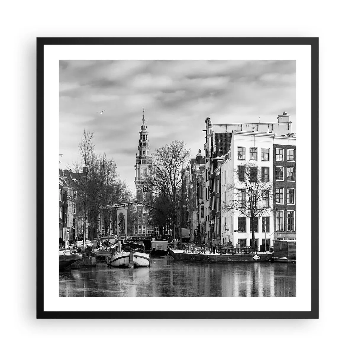 Poster in black frame - Amsterdam Atmosphere - 60x60 cm