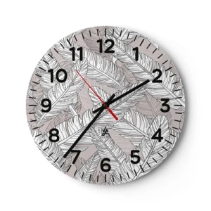 Wall clock - Clock on glass - Storm of Feathers - 40x40 cm