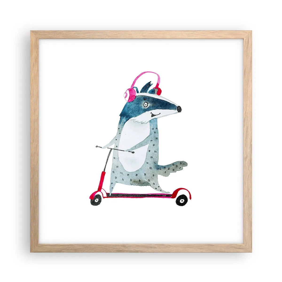 Poster in light oak frame - Joys of a Badger - 40x40 cm