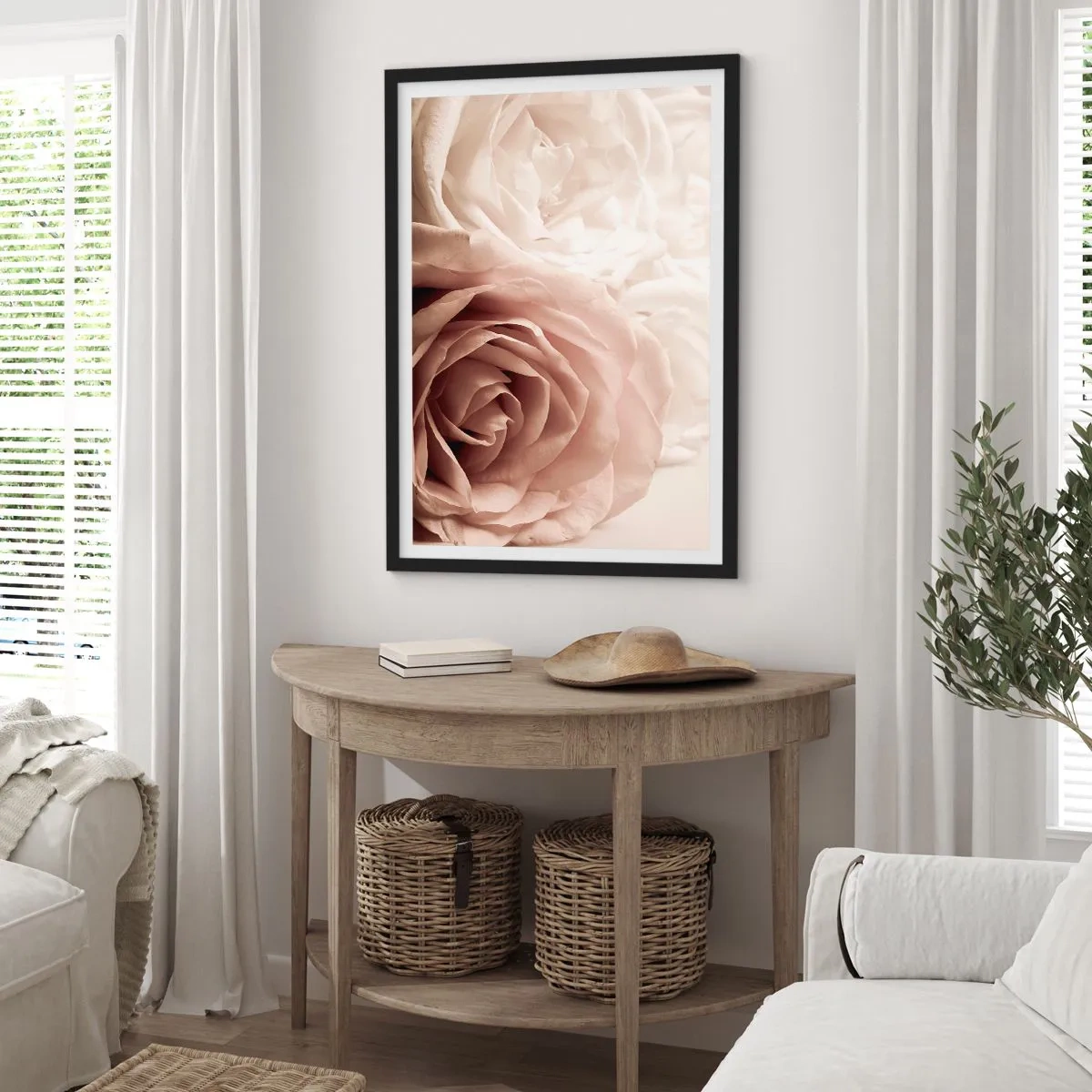Poster in black frame - In the Heart of a Rose - 30x40 cm