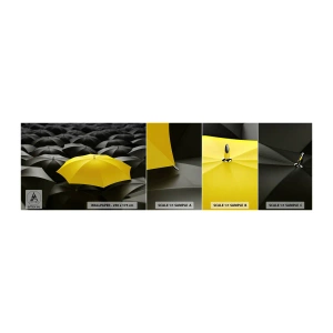 Photo Wallpaper Sample Standard Eco - Goodbye Sadness - Yellow Umbrellas, Graphics, Concept - 100x30 cm