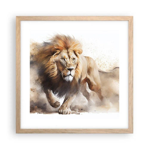 Poster in light oak frame - King is on the Move - 40x40 cm
