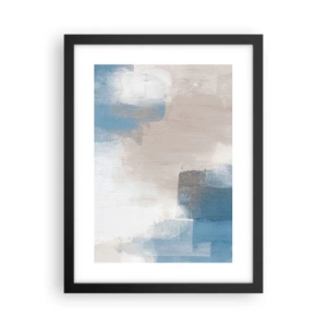 Poster in black frame - Pink Abstract with a Blue Curtain - 30x40 cm