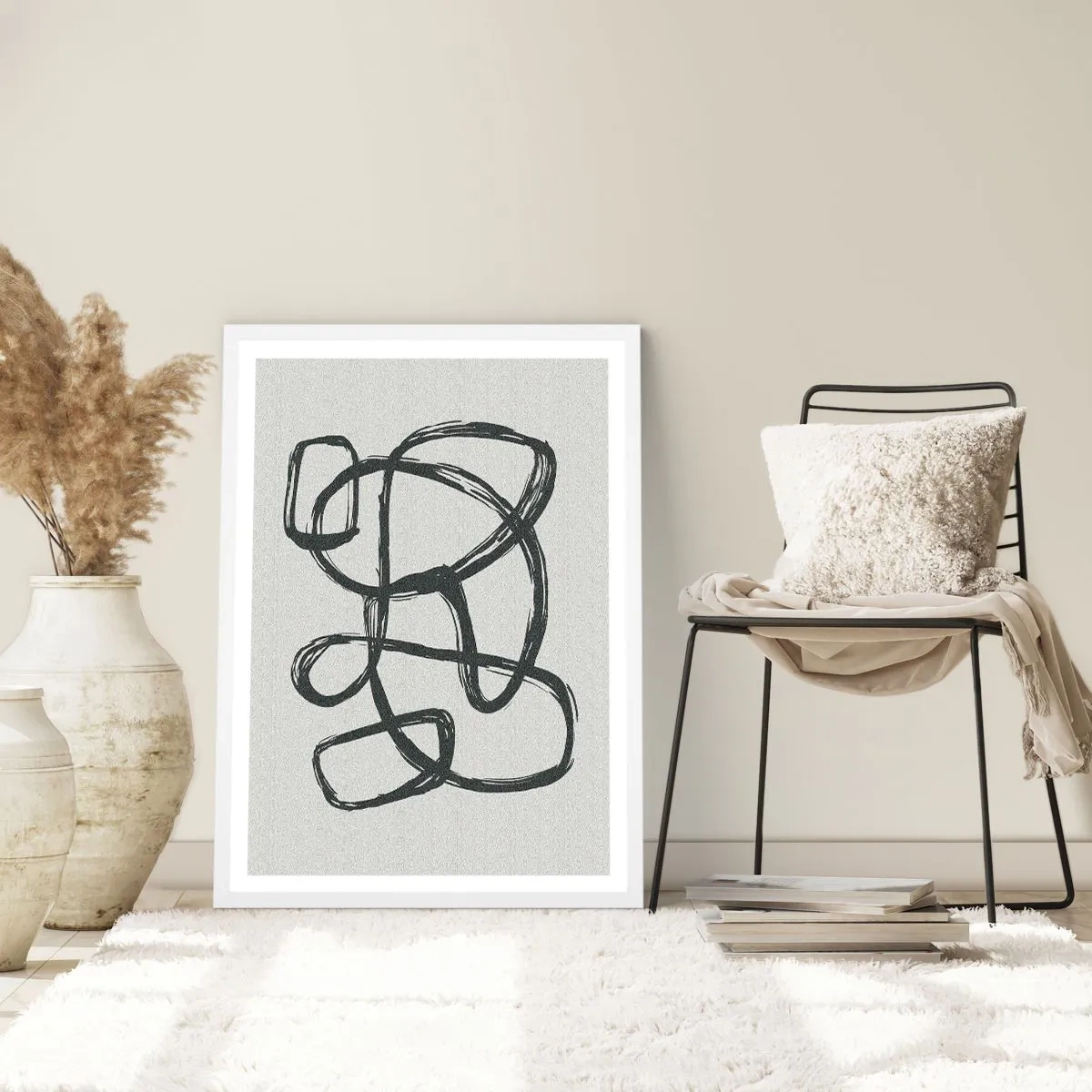 Poster in white frmae - Abstract in Loops - 61x91 cm