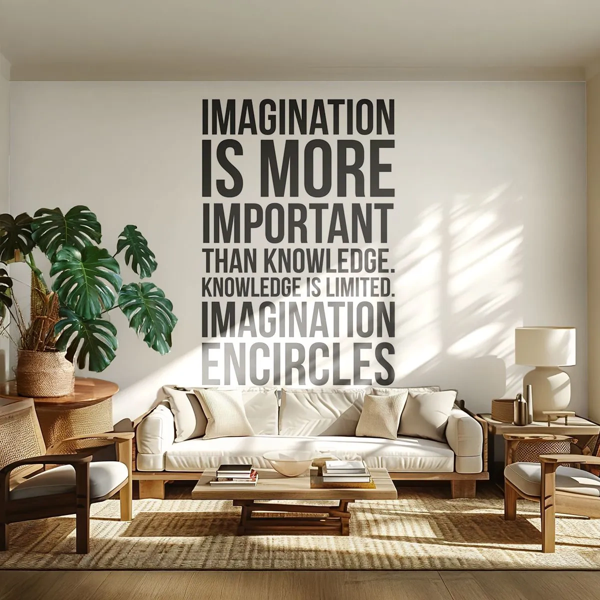 Self-Adhesive Photo Wallpaper Deluxe Sticker - Einstein about Power of Imagination - Typography, Affirmation, Maxim - 150x105 cm