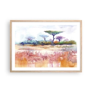 Poster in light oak frame - Colour of Savannah - 70x50 cm