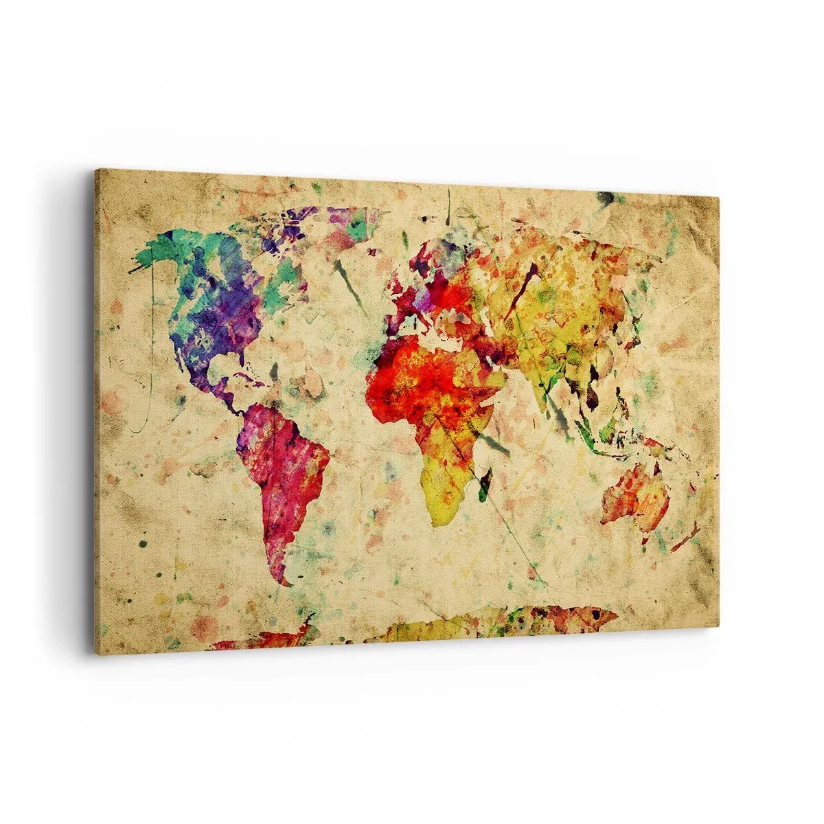 Canvas picture - Life as a Colourful World Map - 120x80 cm